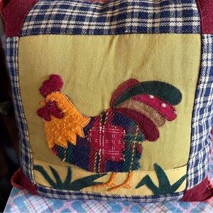Decorative Rooster Appliqué Throw Pillow - Multi-Color